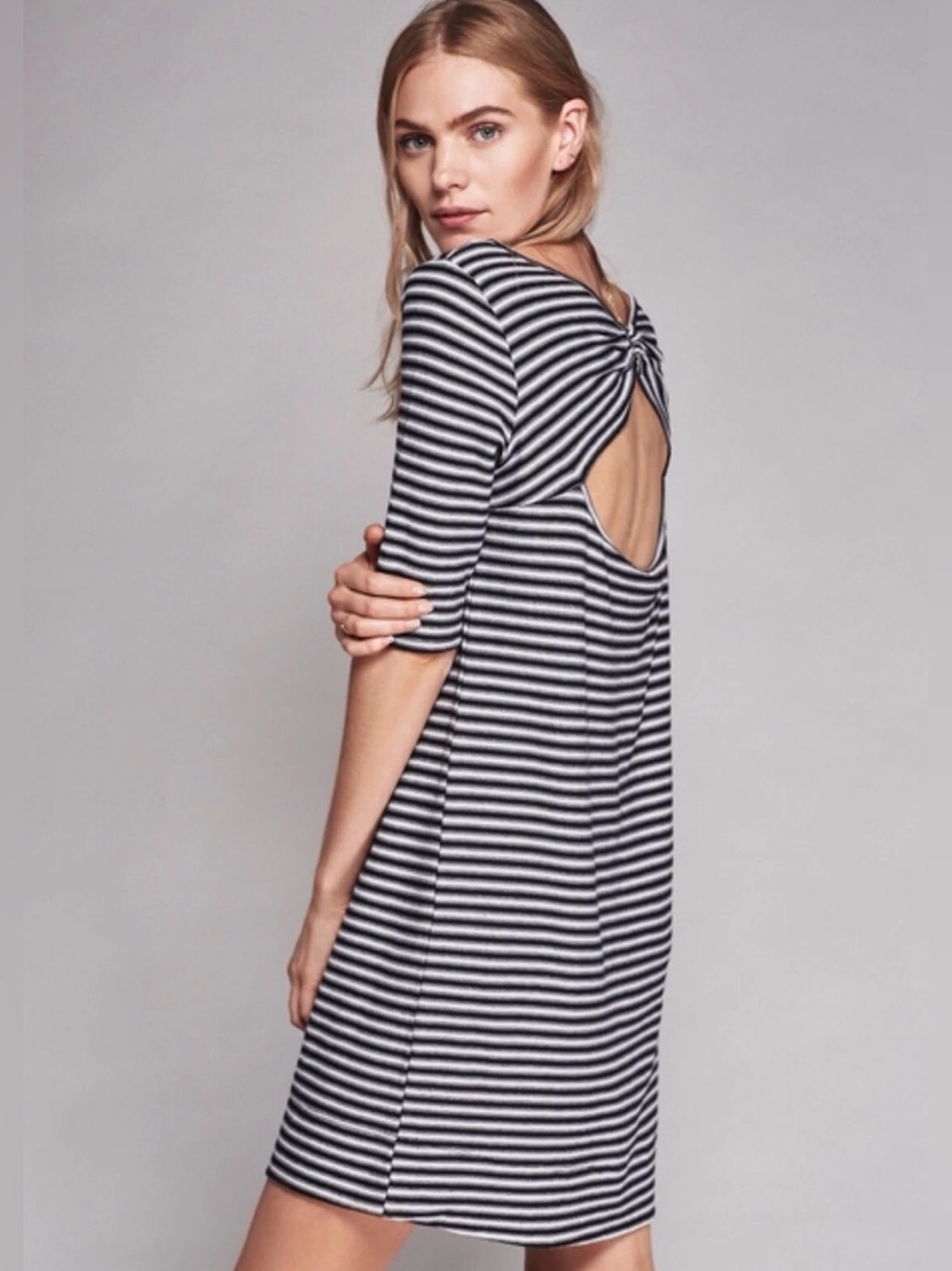 We The Free Frenchie Shirt Dress XS Striped Black & White Cutout Back Tunic Top